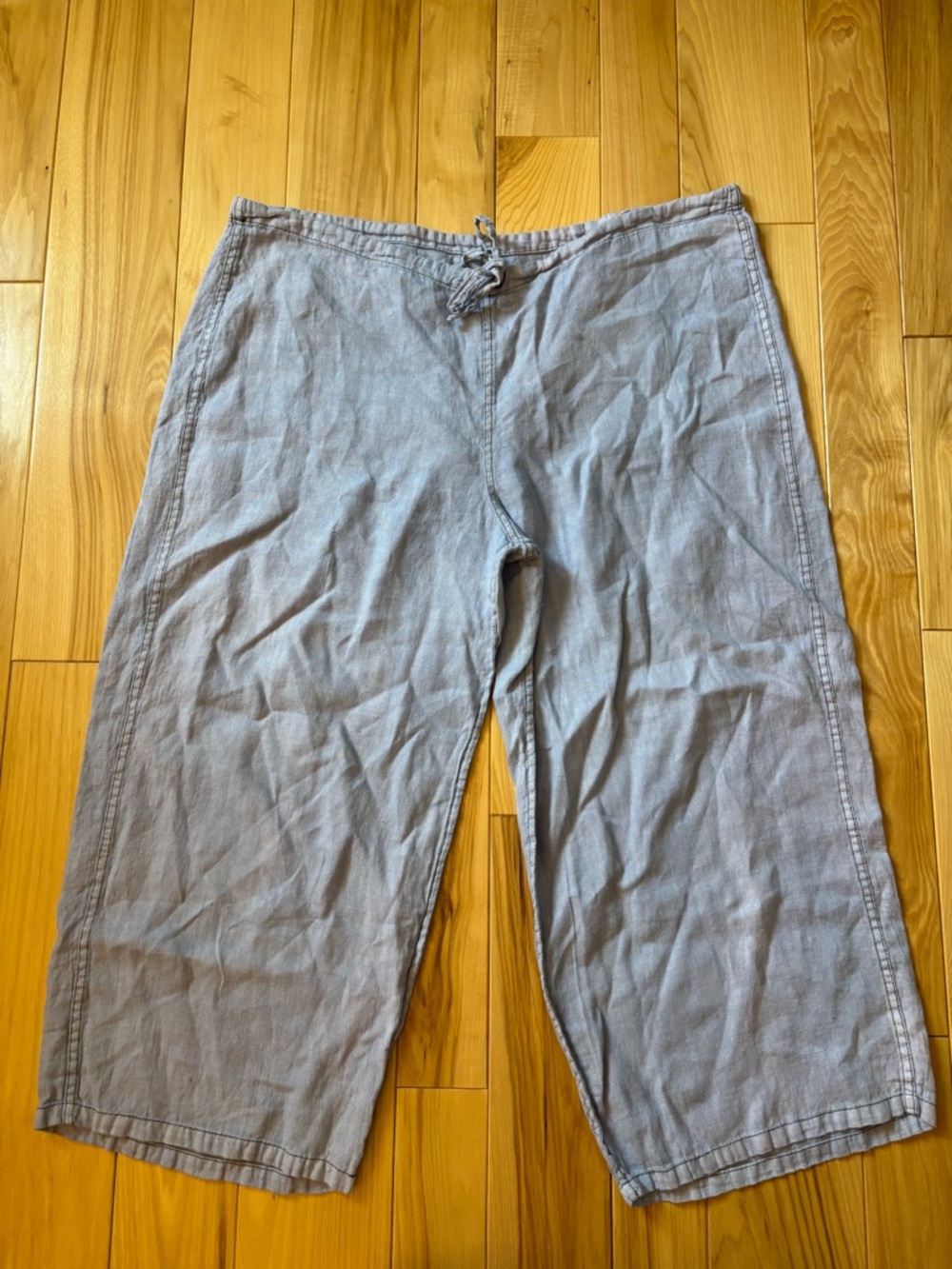 Cynthia Ashby Linen Wide Leg Cropped Lagenlook Style Pants